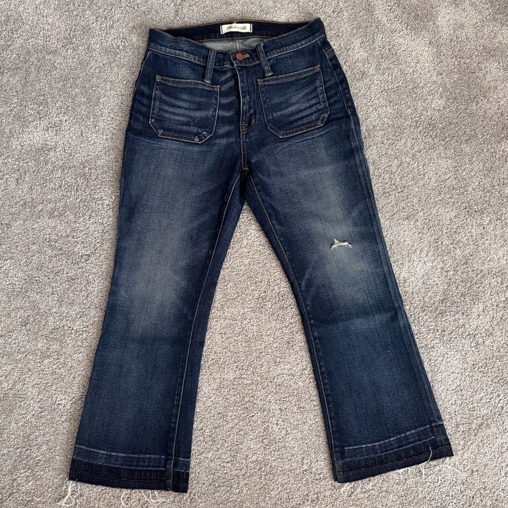 Madewell Dark Blue Cali Demi-Boot Cropped Jeans - Size 25P